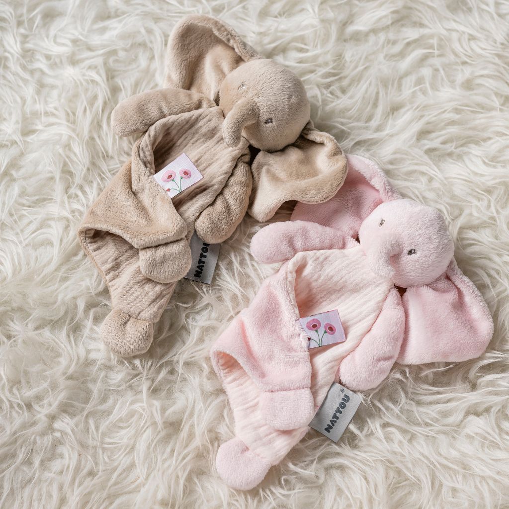 Nattou Mini doudou éléphant rose