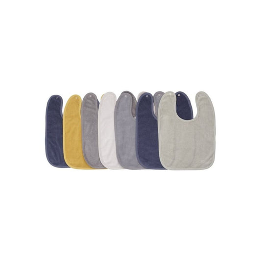 Dreambee Bavoir Essentials Boys à pression bleu/gris/ocre - 7 pièces