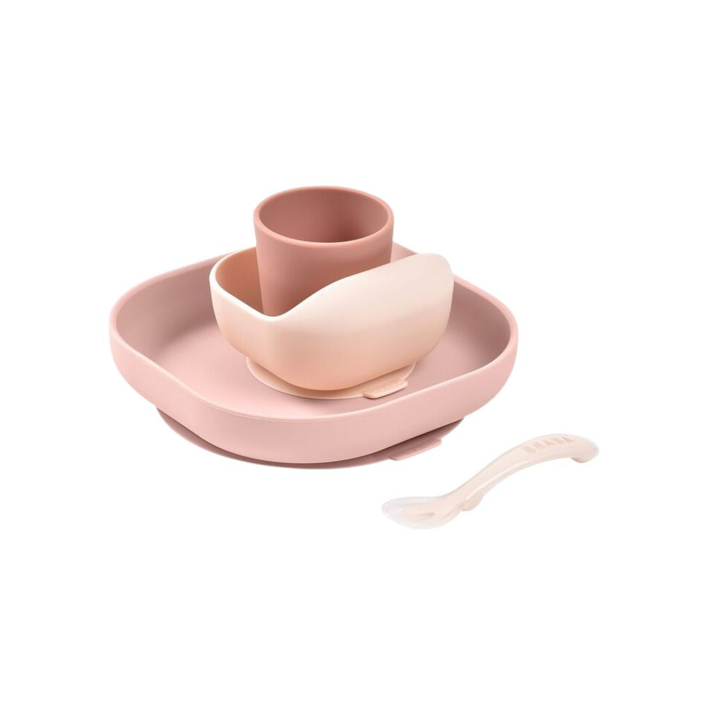Béaba Set De Repas En Silicone Cotton Candy - 4 Pièces