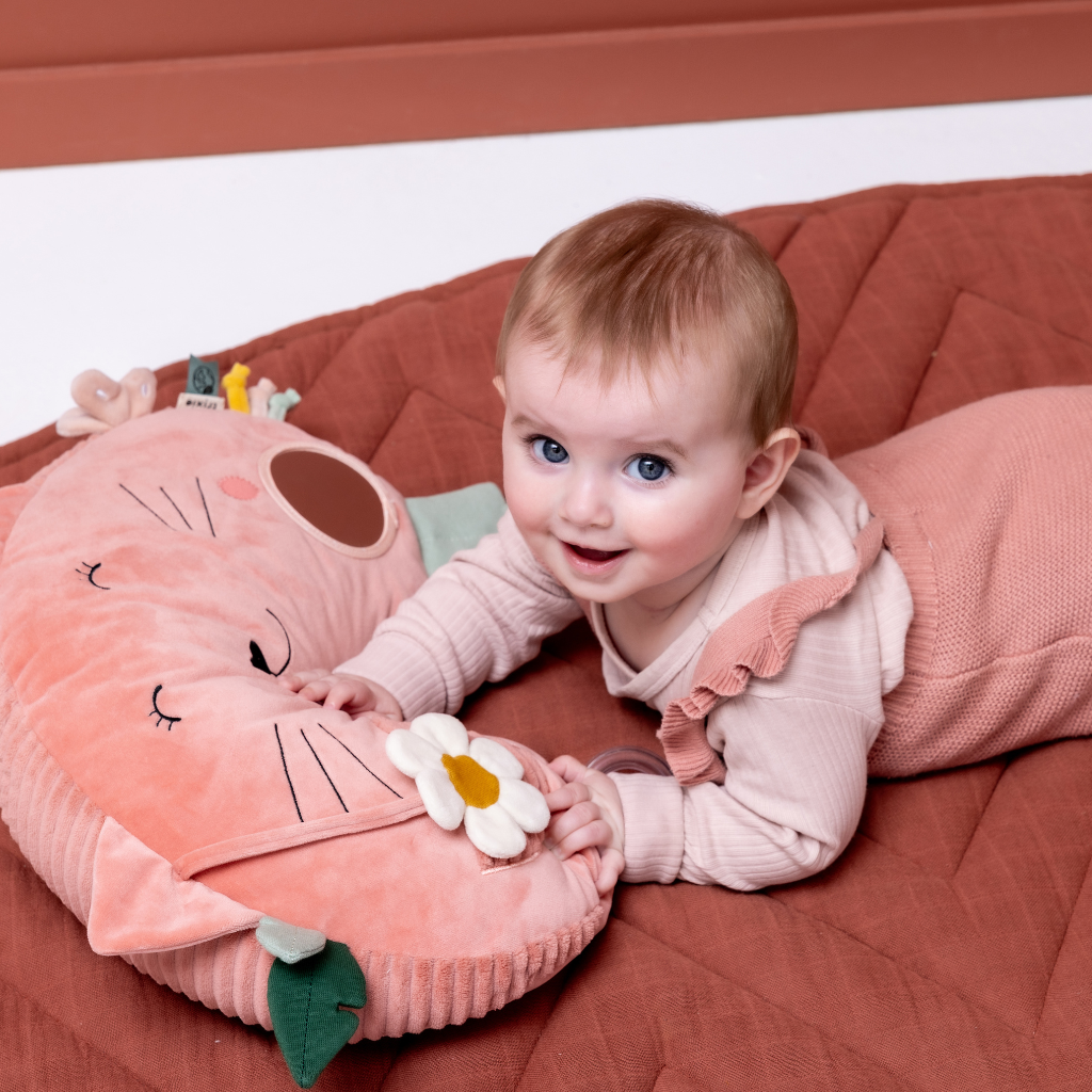 Trixie Baby Coussin Tummy time Mrs. Cat rose
