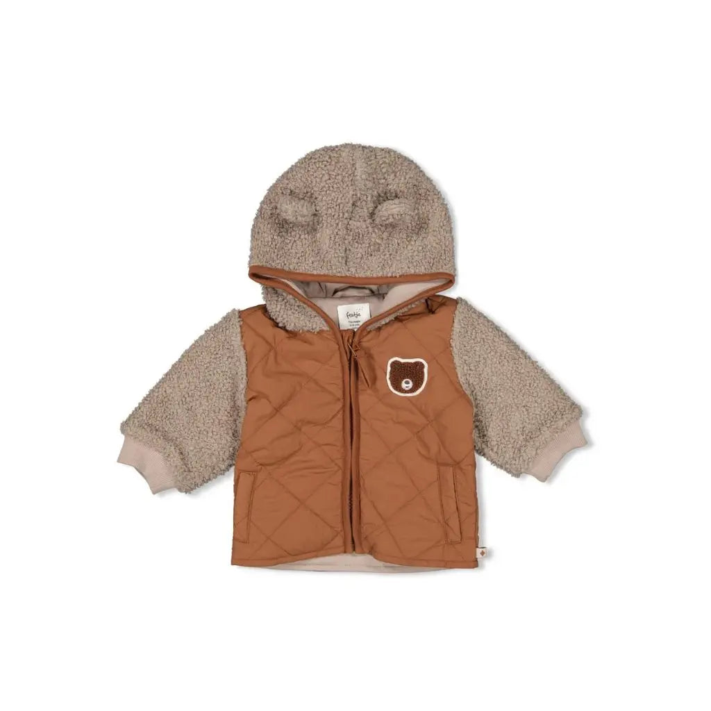 Feetje Bouclé jasje met kap - Wild World Brown Jongen