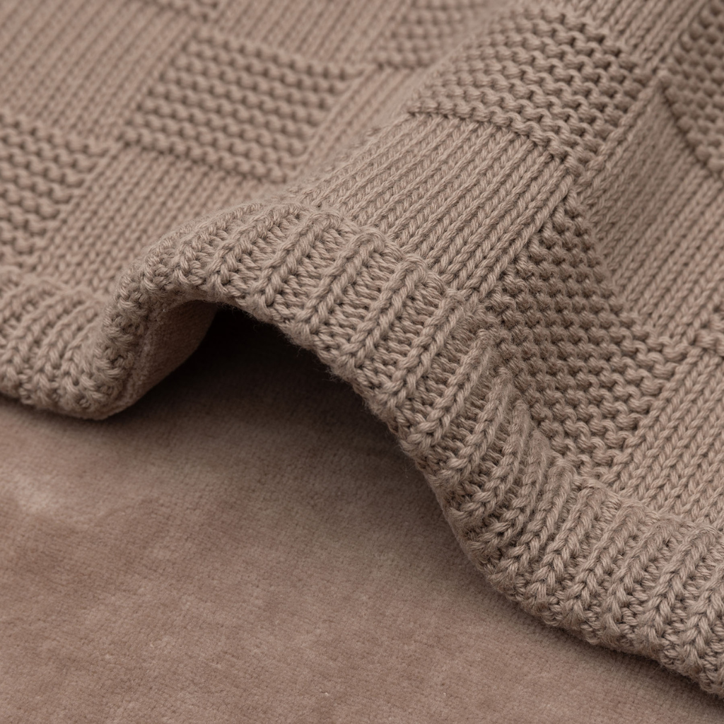 Jollein Deken voor wieg Box Knit Milky Coffee/Velvet 75 x 100 cm
