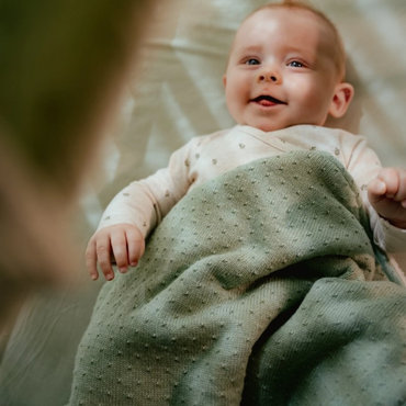 Little Dutch Deken voor wieg gebreid/fleece Pure Sage 70 x 100 cm
