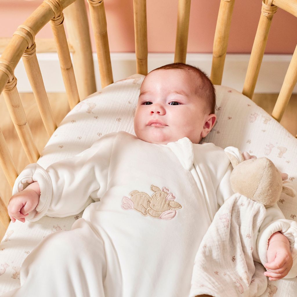 Nattou Gigoteuse avec manches et moufles en velours FanFan 60 cm blanc