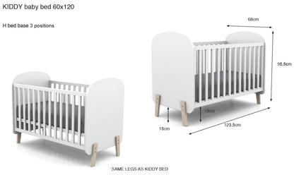 Jaxx 3-delige babykamer (bed + commmode met verlengstuk + kast met 3 deuren) Kiddy wit
