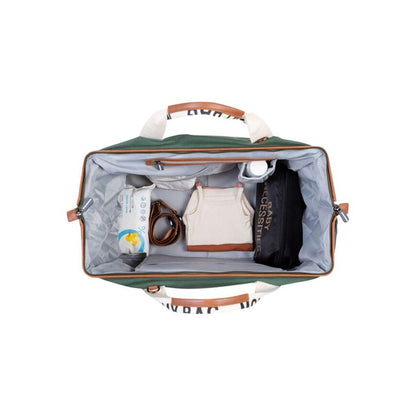 Childhome Sac à langer Mommy Bag Signature Canvas vert