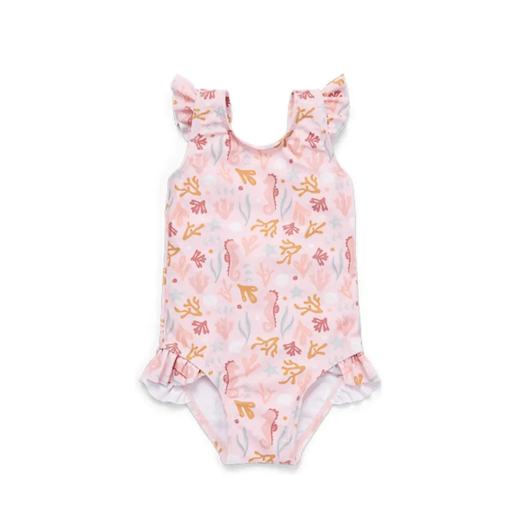 Little Dutch Badpak ruches Ocean Dreams , m74/80, Roze, Meisjes