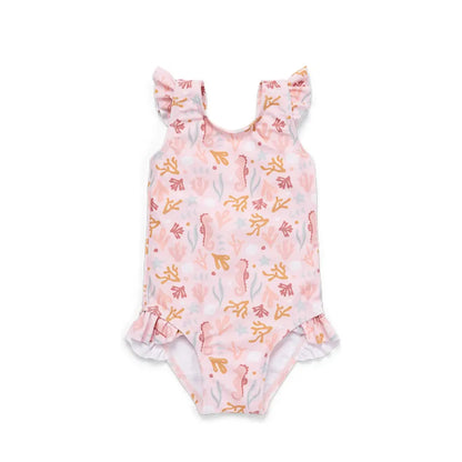 Little Dutch Badpak ruches Ocean Dreams , m74/80, Roze, Meisjes