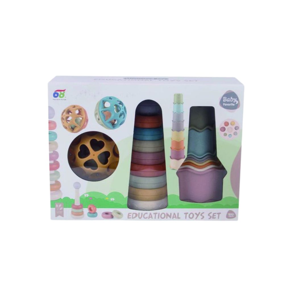 Baby's favorite Anneaux et gobelets empilables avec balles à grelots - 18 pièces