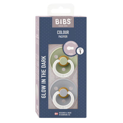 Bibs Sucette + 0 mois Glow in the dark Sage/Cloud - 2 pièces
