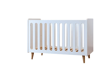 Pericles Chambre de bebe 3 pièces (lit L 12 x Lg 6 cm - commode - armoire 3 portes) Boho White