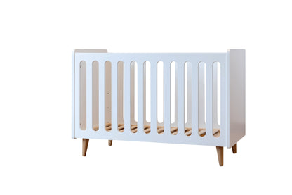 Pericles Chambre de bebe 3 pièces (lit L 14 x Lg 7 cm - commode - armoire 3 portes) Boho White