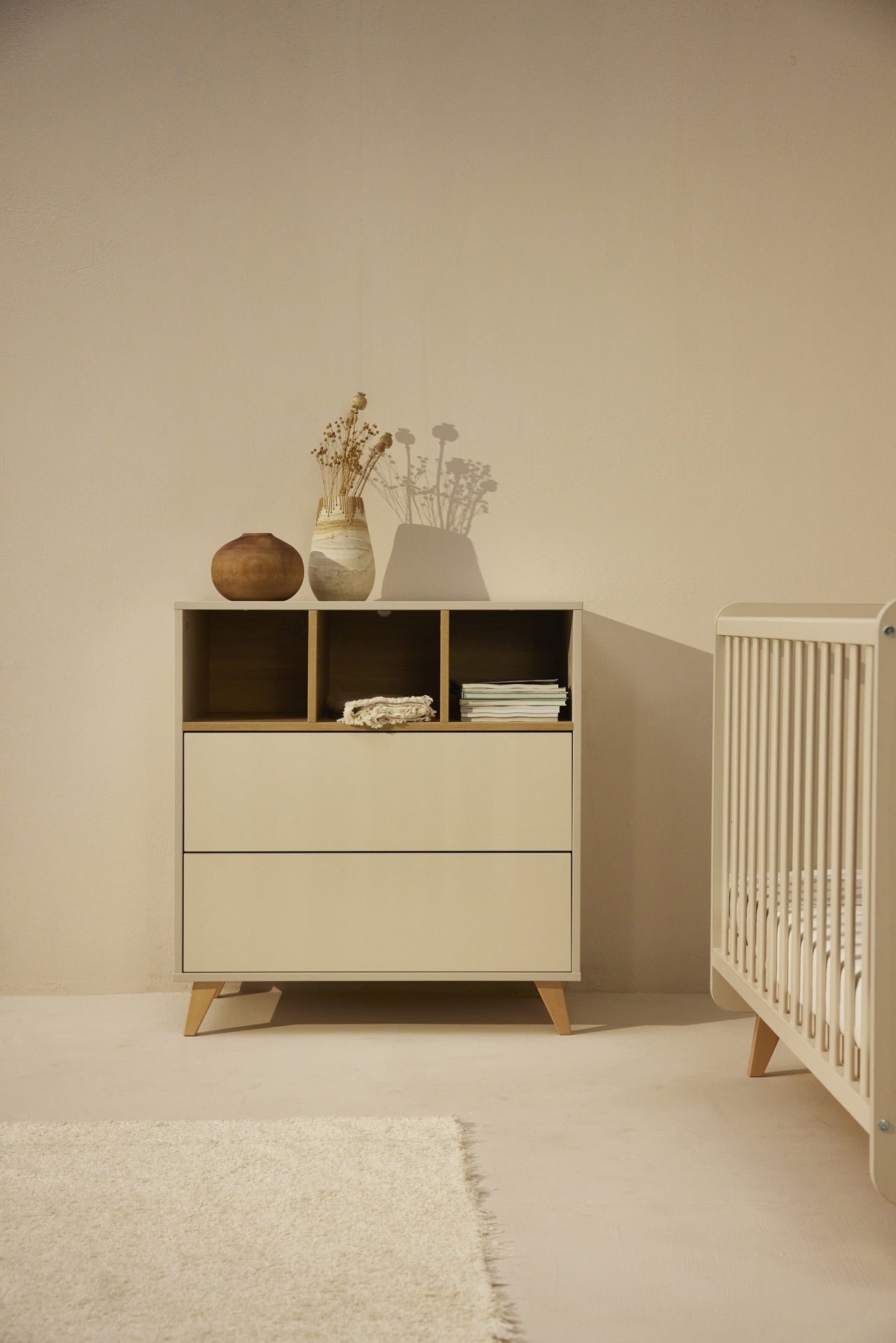 Quax 2-delige babykamer (bed + commode met verlengstuk) Loft Clay