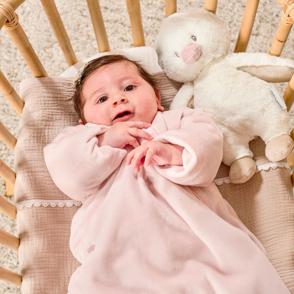 Nattou Gigoteuse en velours avec manches amovibles FanFan 70 cm rose 