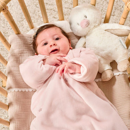 Nattou Gigoteuse en velours avec manches amovibles FanFan 70 cm rose 