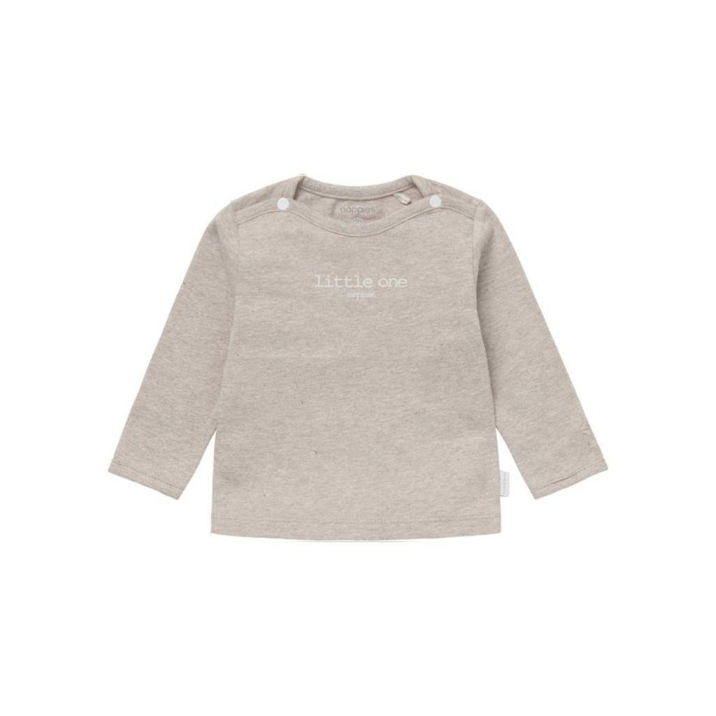 T-shirt lange mouw, Hester met tekst, m 68, Taupe Melange, noppies uniseks