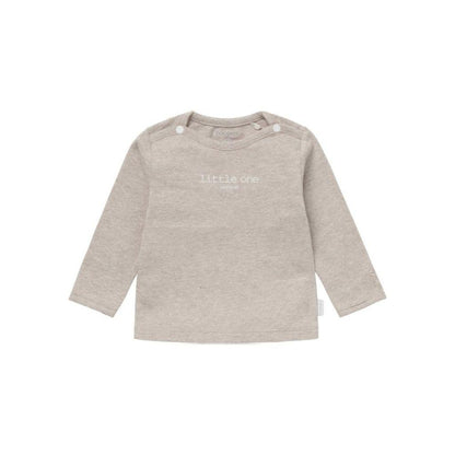T-shirt lange mouw, Hester met tekst, m 68, Taupe Melange, noppies uniseks