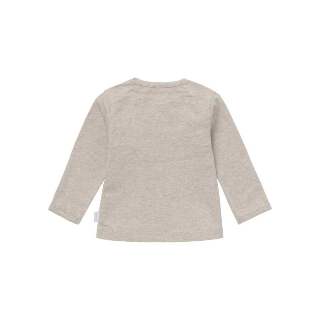 T-shirt lange mouw, Hester met tekst, m 68, Taupe Melange, noppies uniseks