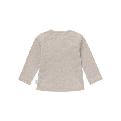 T-shirt lange mouw, Hester met tekst, m 68, Taupe Melange, noppies uniseks