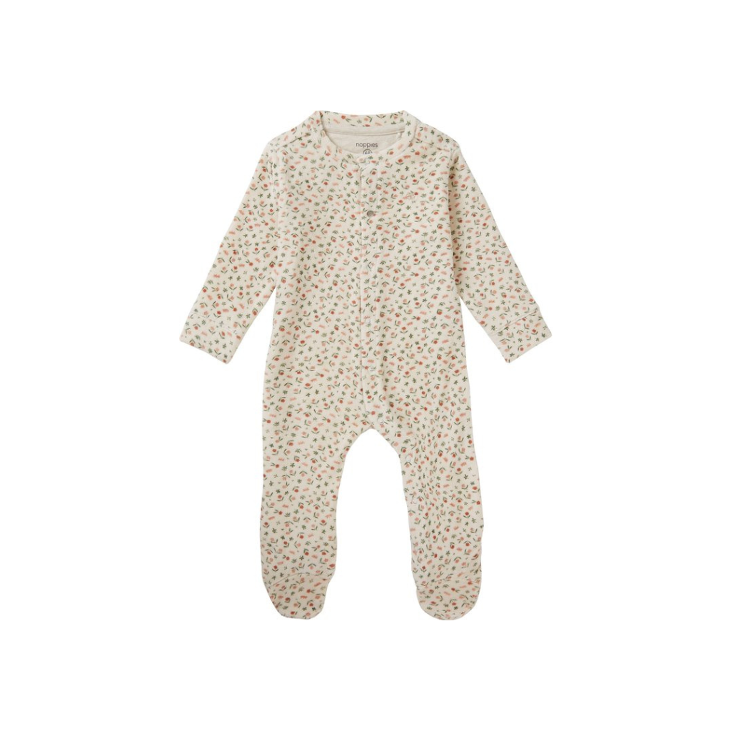 Noppies Baby Pyjama velours met voet Tolleson, allover print, m62, Evening Sand/roze, Unisex