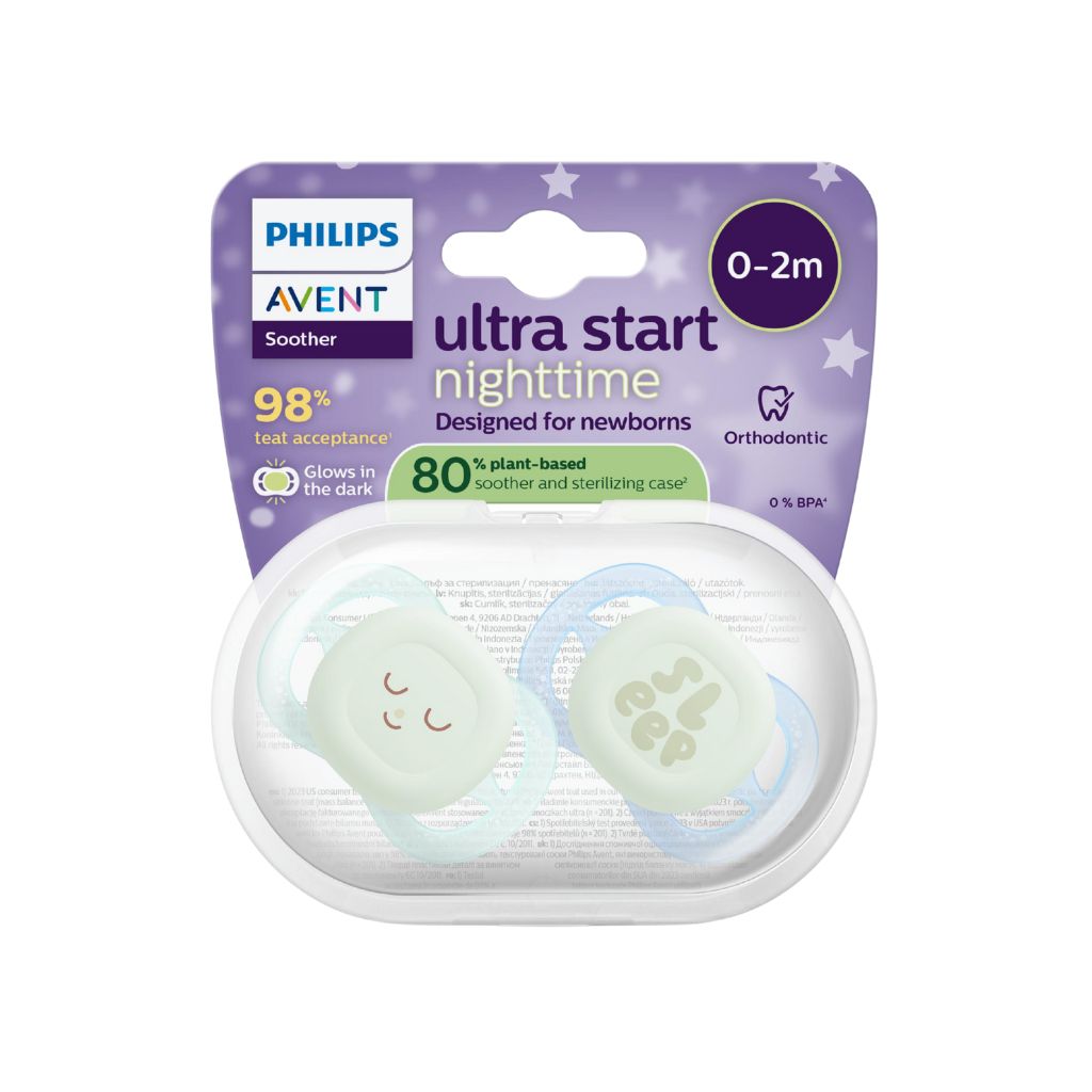 AVENT Sucette 0-2 mois Ultra Start Night couleur/design mystère - 2 pièces