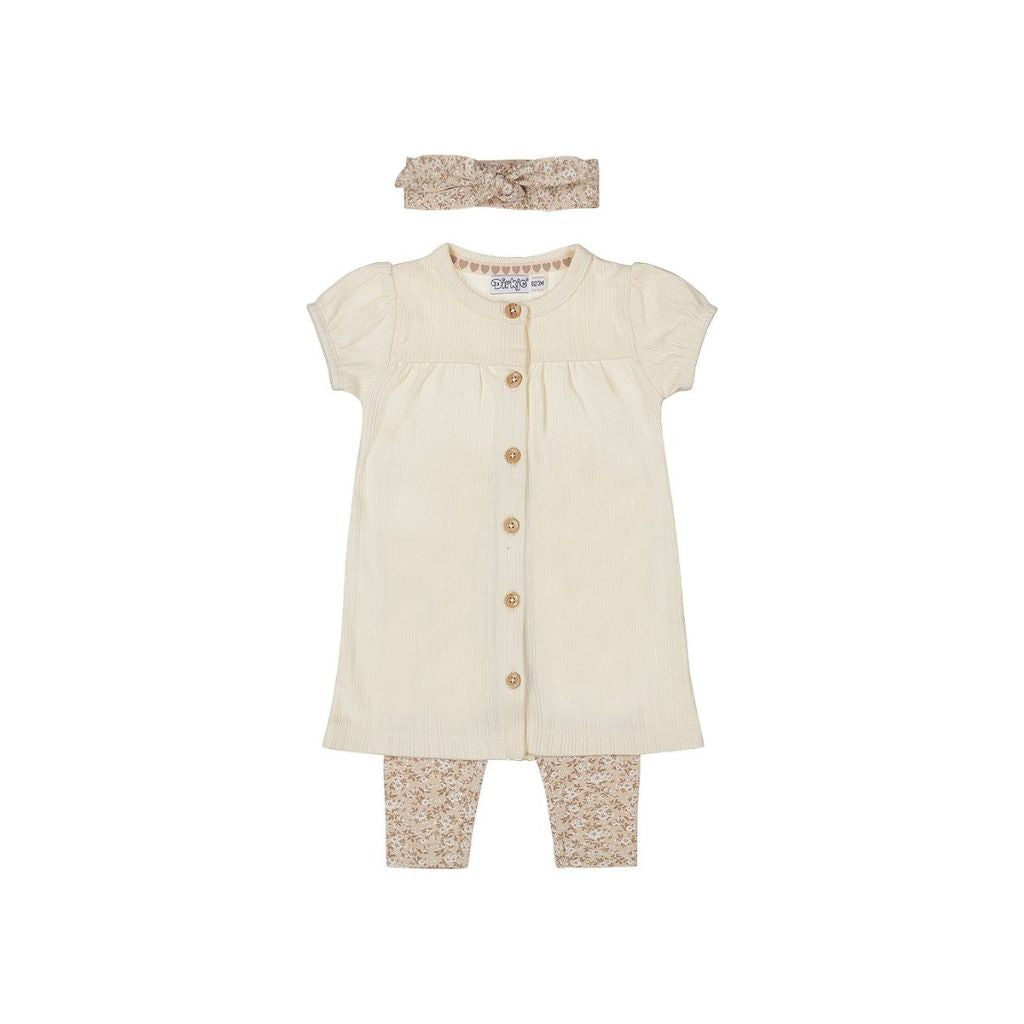 dirkje jurk +legging + haarbandje m 74 Beige girls