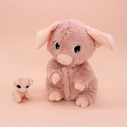 Les Déglingos Peluche Barbekiou cochon Maman et Bébé Rose Ptipotos
