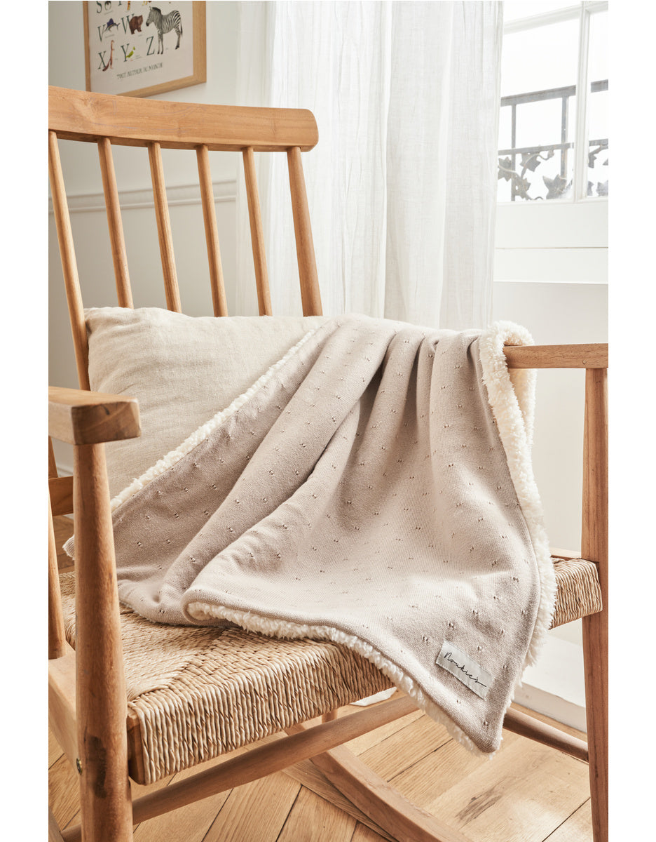 Noukie's Couverture Tricot & Teddy tender beige Lg 75 x L 100 cm