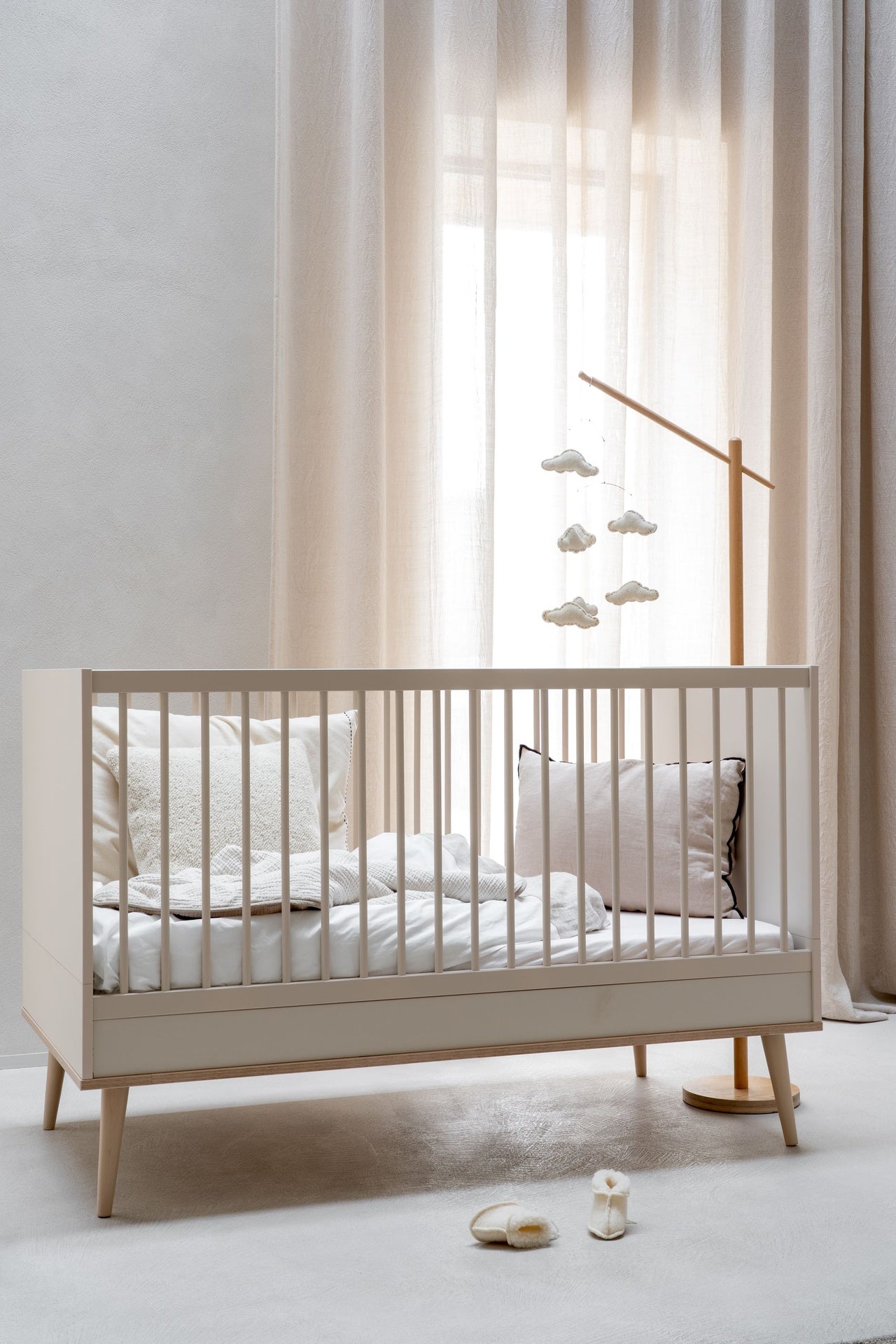 Quax Chambre de bebe 3 pièces (lit evolutif L 14 x Lg 7 cm - commode - armoire 3 portes) Flow Clay