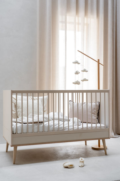 Quax Chambre de bebe 3 pièces (lit evolutif L 14 x Lg 7 cm - commode - armoire 3 portes) Flow Clay