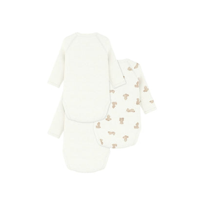 Petit Bateau Body cache-coeur et manches longues Ours - 3 pièces
