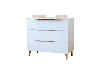 Pericles Chambre de bebe 3 pièces (lit L 14 x Lg 7 cm - commode - armoire 3 portes) Boho White
