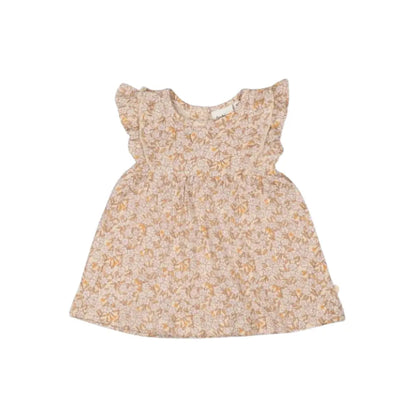 Feetje Jurk ruches AOP - Flower Field m 86 Cream Meisjes