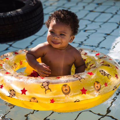 Baby zwemzitje Geel met Circusprint