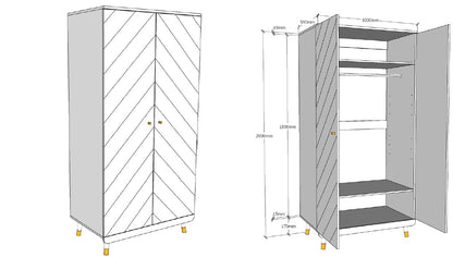 Jaxx 3-delige babykamer (bed + commode + kast met 2 deuren) Billy Terra Roze/wit