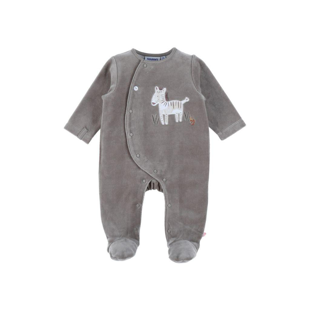 Noukie's Pyjama velours kaki Sweet zebra unisexe