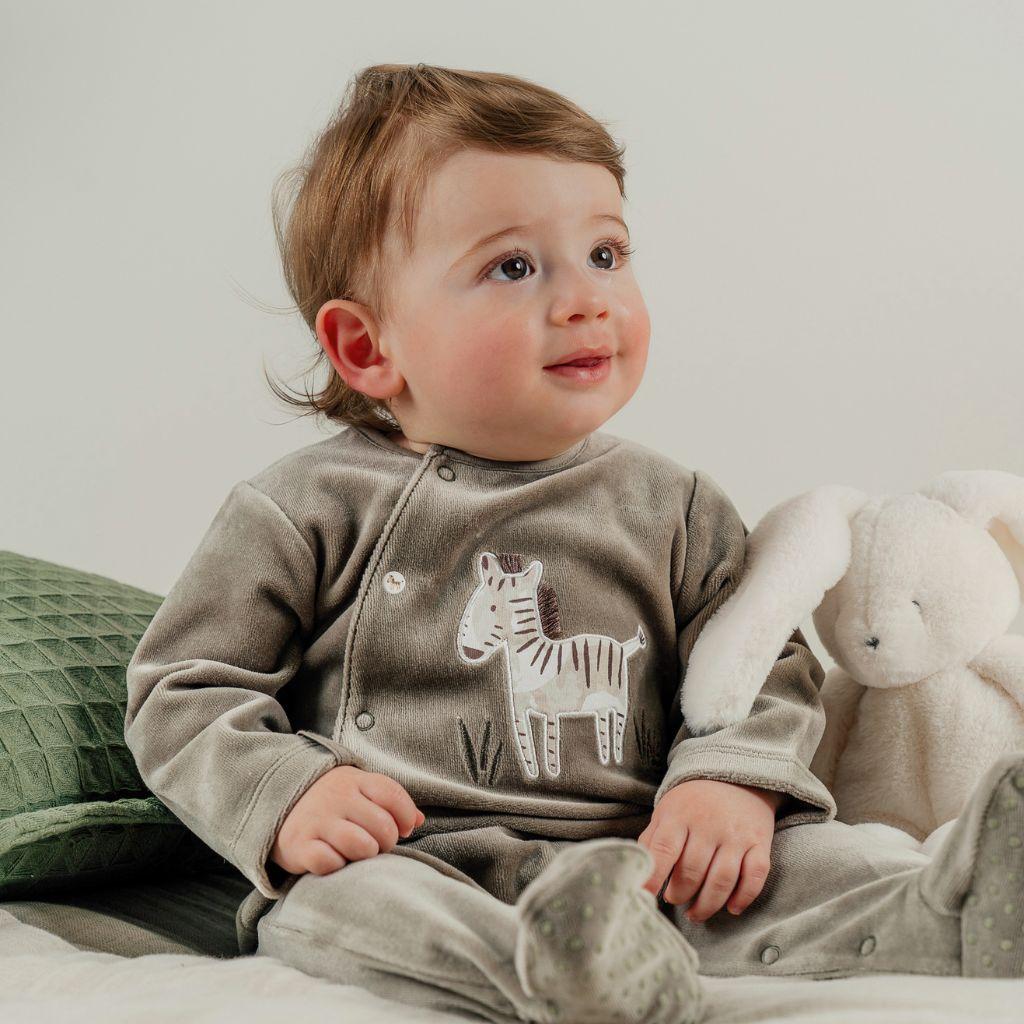 Noukie's Pyjama velours kaki Sweet zebra unisexe