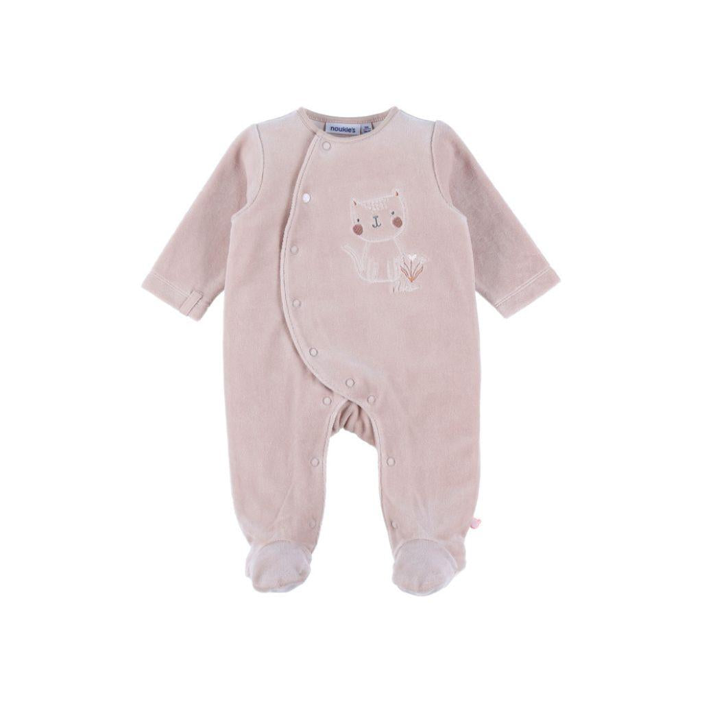 Noukie's Pyjama Fluweel Nappy cat  uniseks roze