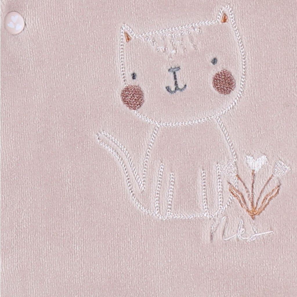 Noukie's Pyjama Fluweel Nappy cat  uniseks roze