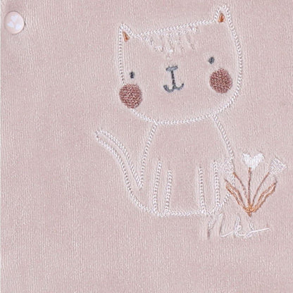 Noukie's Pyjama Fluweel Nappy cat  uniseks roze