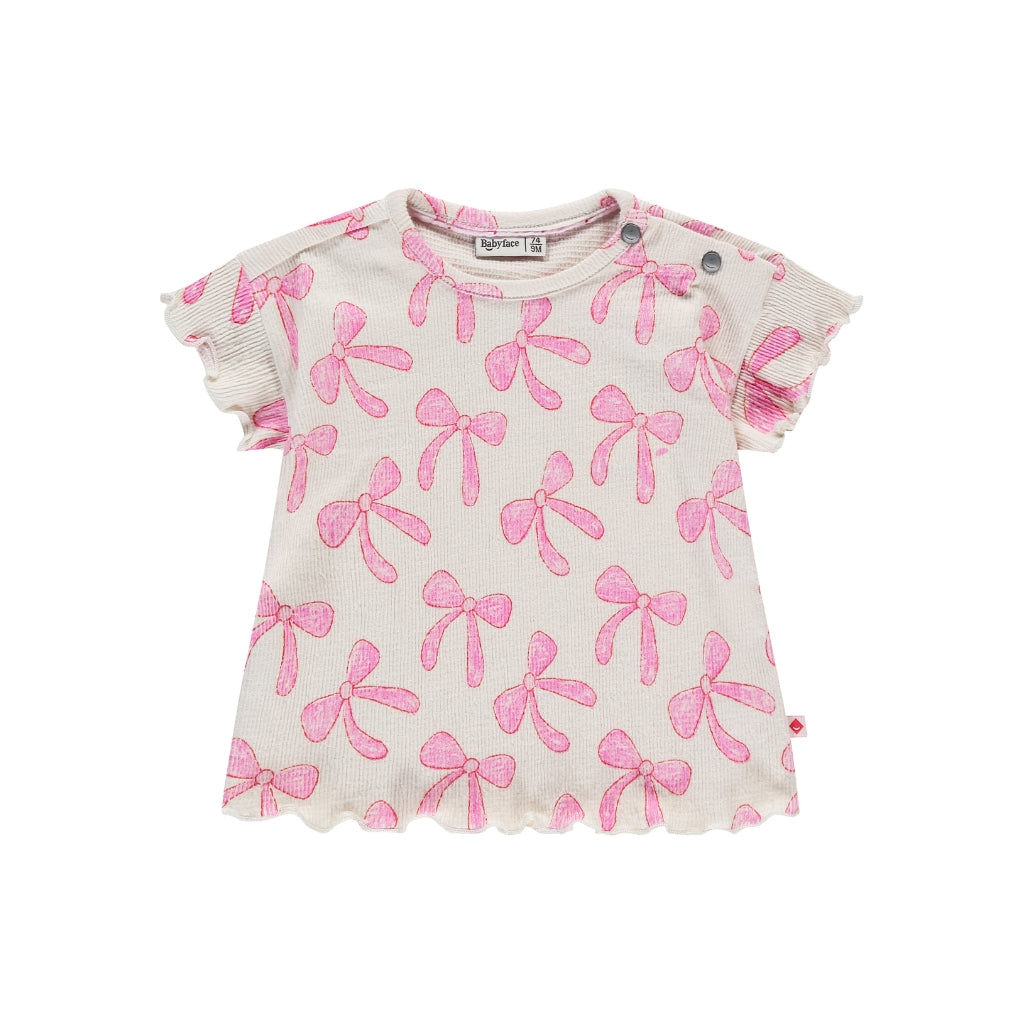Babyface T-shirt à Manches Courtes Pour Filles Couleur Ivoire Et Rose