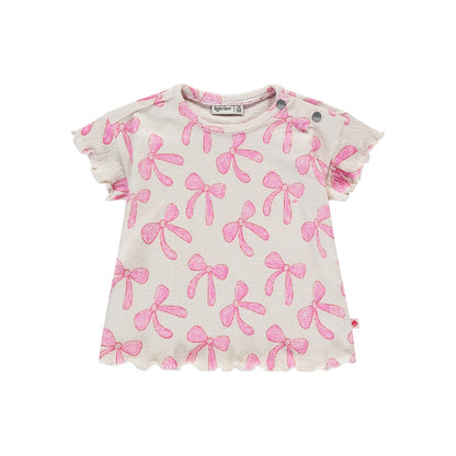 Babyface T-shirt à Manches Courtes Pour Filles Couleur Ivoire Et Rose