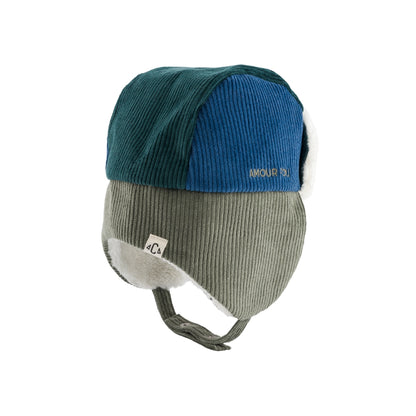 Chamaye Pet Met Oorbescherming Corduroy Amour Fou Boy Green