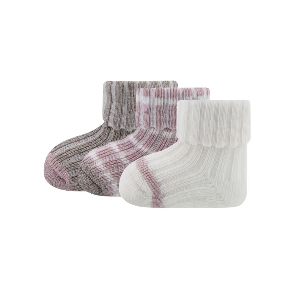 Ewers Chaussettes New Born Uni Rose/Rayures – 3 paires