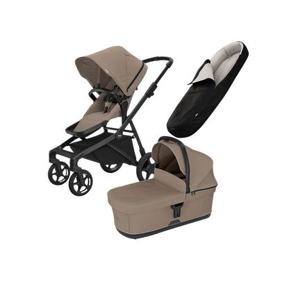 Thule 2 en 1 Poussette Sleek2 Tinted Taupe + Nacelle Tinted Taupe + Chancelière Noire Gratuite