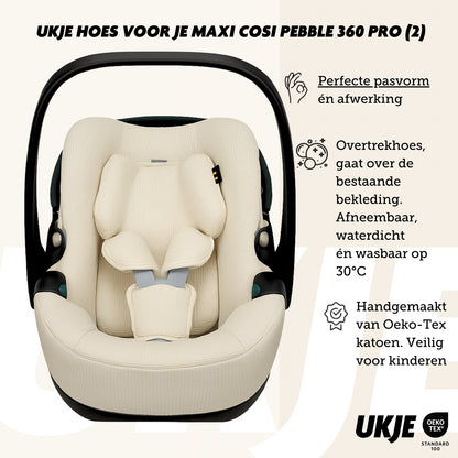 Ukje Housse de siège-auto pour Maxi-Cosi Pebble 360 Pro (2) Groupe 0 en tissu gaufré beige