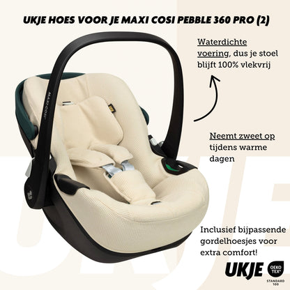 Ukje Housse de siège-auto pour Maxi-Cosi Pebble 360 Pro (2) Groupe 0 en tissu gaufré beige