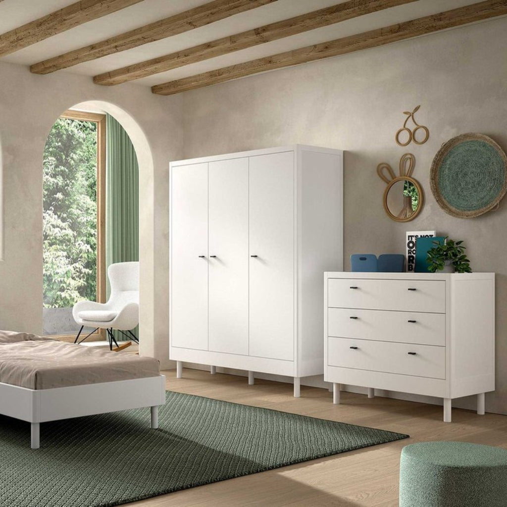 JAXX Armoire 3 portes FORREST Hêtre Blanc