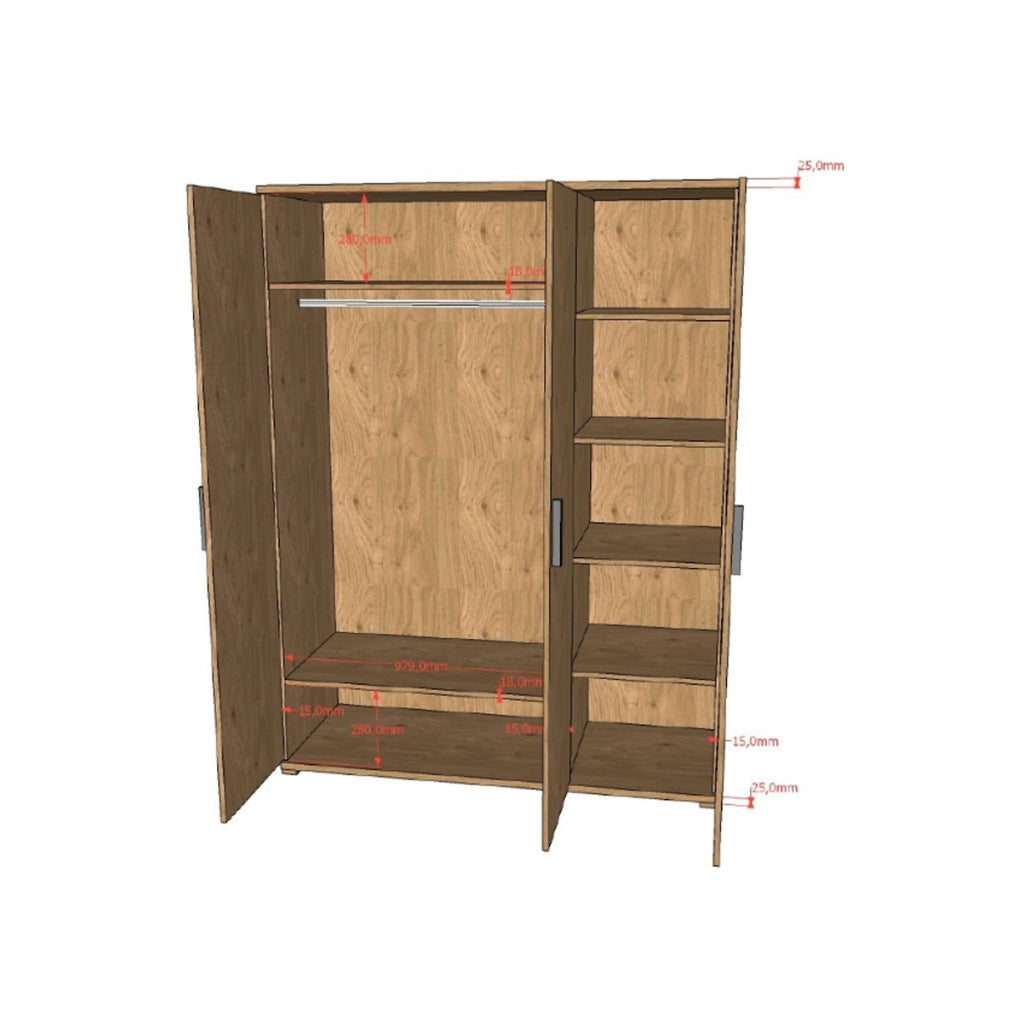 JAXX 3 Deurs Kleerkast FORREST Eik