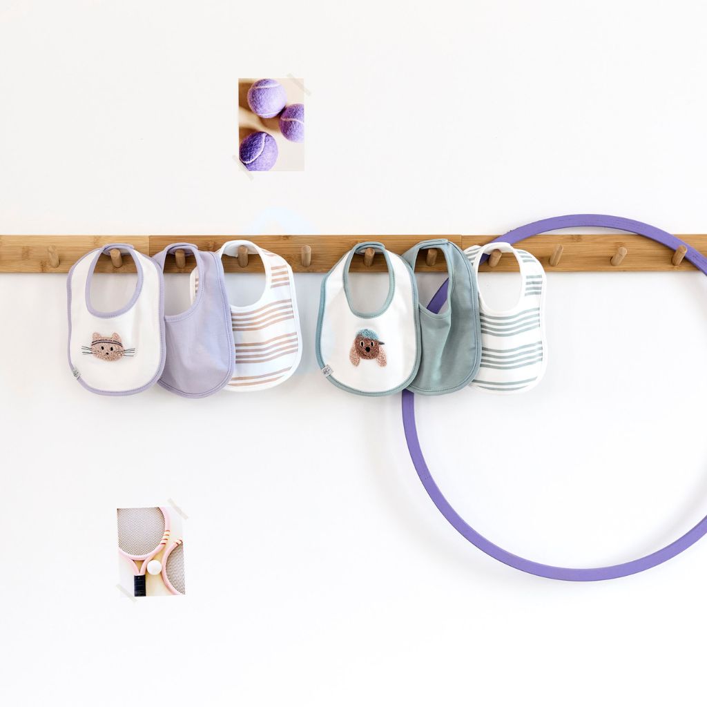 Lässig Newborn slabbetjes Tiny Team Cat - 3 stuks